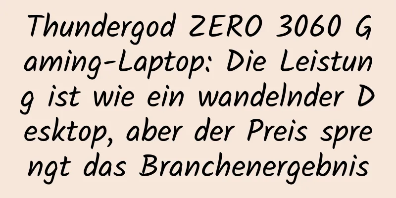 Thundergod ZERO 3060 Gaming-Laptop: Die Leistung ist wie ein wandelnder Desktop, aber der Preis sprengt das Branchenergebnis