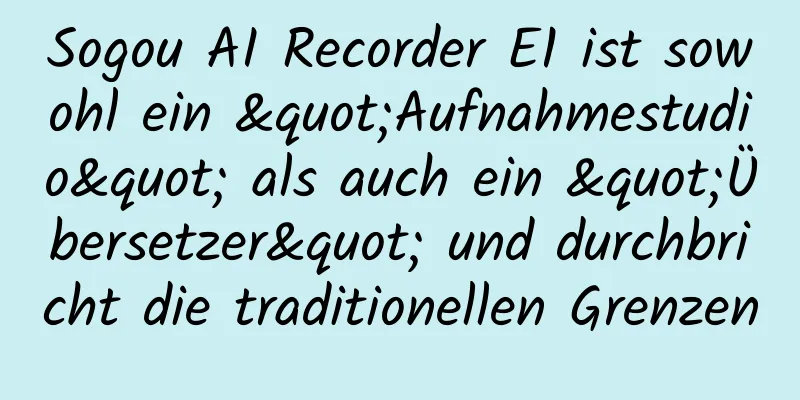 Sogou AI Recorder E1 ist sowohl ein "Aufnahmestudio" als auch ein "Übersetzer" und durchbricht die traditionellen Grenzen