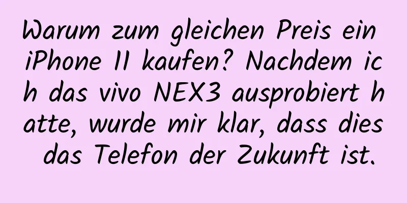 Warum zum gleichen Preis ein iPhone 11 kaufen? Nachdem ich das vivo NEX3 ausprobiert hatte, wurde mir klar, dass dies das Telefon der Zukunft ist.