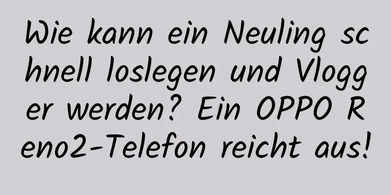 Wie kann ein Neuling schnell loslegen und Vlogger werden? Ein OPPO Reno2-Telefon reicht aus!