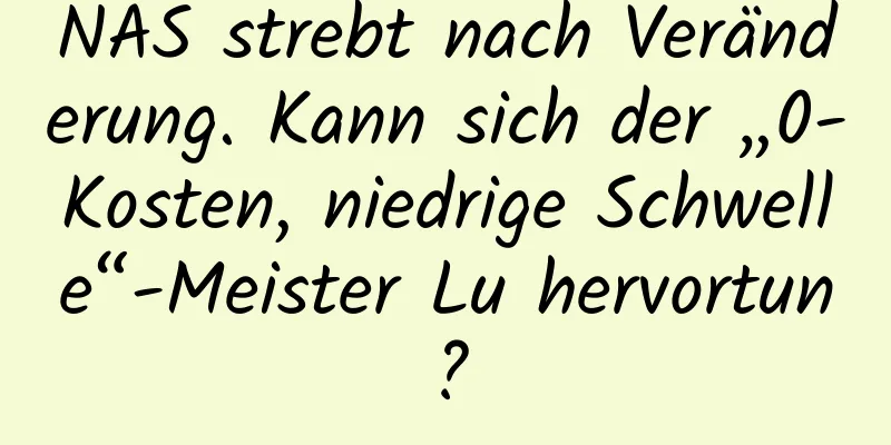 NAS strebt nach Veränderung. Kann sich der „0-Kosten, niedrige Schwelle“-Meister Lu hervortun?