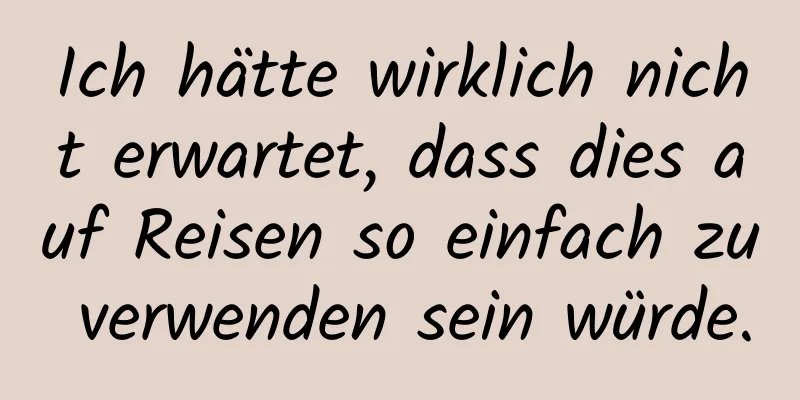 Ich hätte wirklich nicht erwartet, dass dies auf Reisen so einfach zu verwenden sein würde.