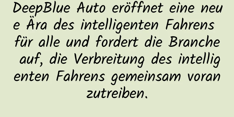 DeepBlue Auto eröffnet eine neue Ära des intelligenten Fahrens für alle und fordert die Branche auf, die Verbreitung des intelligenten Fahrens gemeinsam voranzutreiben.