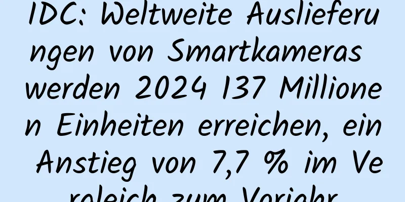 IDC: Weltweite Auslieferungen von Smartkameras werden 2024 137 Millionen Einheiten erreichen, ein Anstieg von 7,7 % im Vergleich zum Vorjahr