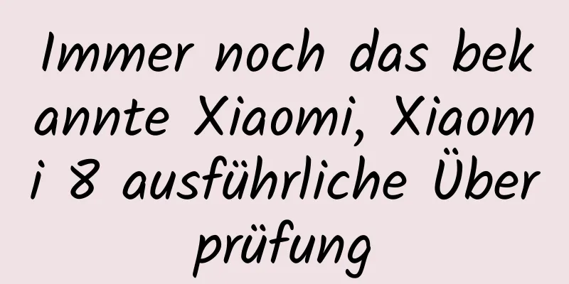 Immer noch das bekannte Xiaomi, Xiaomi 8 ausführliche Überprüfung