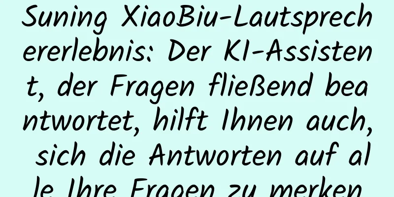 Suning XiaoBiu-Lautsprechererlebnis: Der KI-Assistent, der Fragen fließend beantwortet, hilft Ihnen auch, sich die Antworten auf alle Ihre Fragen zu merken