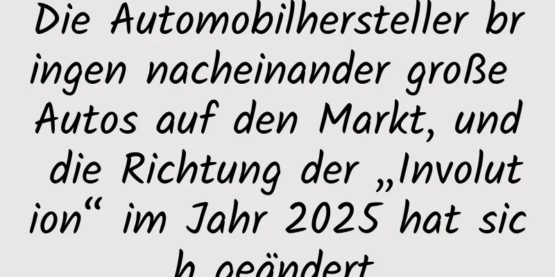 Die Automobilhersteller bringen nacheinander große Autos auf den Markt, und die Richtung der „Involution“ im Jahr 2025 hat sich geändert.