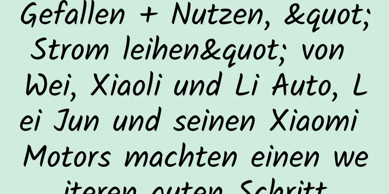 Gefallen + Nutzen, "Strom leihen" von Wei, Xiaoli und Li Auto, Lei Jun und seinen Xiaomi Motors machten einen weiteren guten Schritt