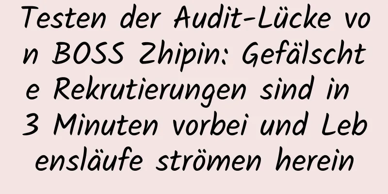 Testen der Audit-Lücke von BOSS Zhipin: Gefälschte Rekrutierungen sind in 3 Minuten vorbei und Lebensläufe strömen herein