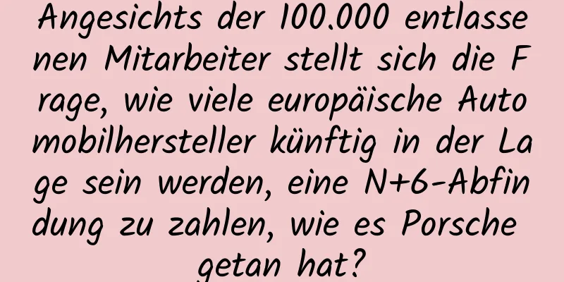 Angesichts der 100.000 entlassenen Mitarbeiter stellt sich die Frage, wie viele europäische Automobilhersteller künftig in der Lage sein werden, eine N+6-Abfindung zu zahlen, wie es Porsche getan hat?