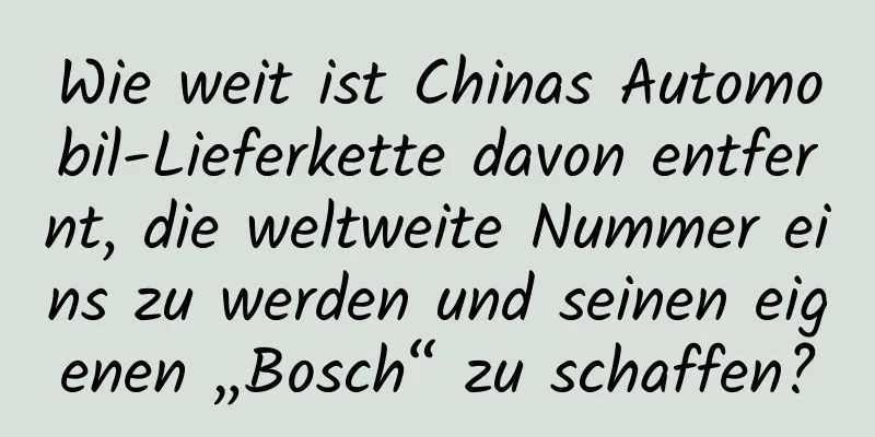 Wie weit ist Chinas Automobil-Lieferkette davon entfernt, die weltweite Nummer eins zu werden und seinen eigenen „Bosch“ zu schaffen?