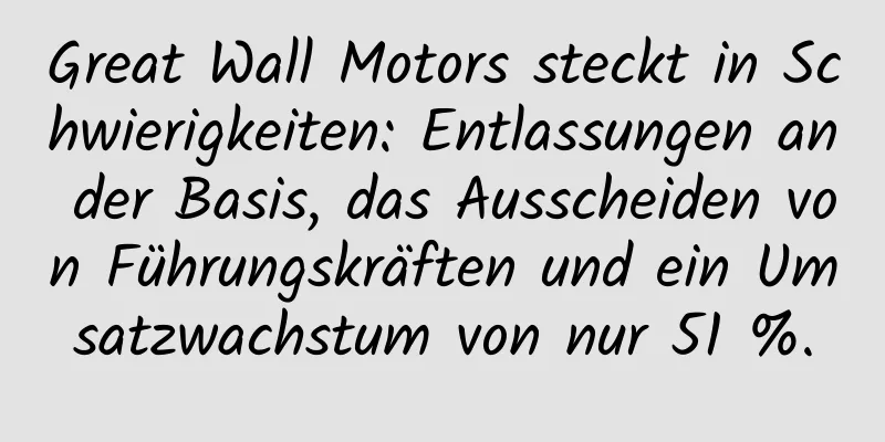 Great Wall Motors steckt in Schwierigkeiten: Entlassungen an der Basis, das Ausscheiden von Führungskräften und ein Umsatzwachstum von nur 51 %.
