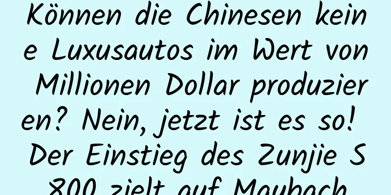 Können die Chinesen keine Luxusautos im Wert von Millionen Dollar produzieren? Nein, jetzt ist es so! Der Einstieg des Zunjie S800 zielt auf Maybach