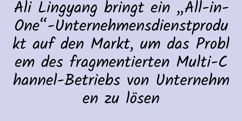 Ali Lingyang bringt ein „All-in-One“-Unternehmensdienstprodukt auf den Markt, um das Problem des fragmentierten Multi-Channel-Betriebs von Unternehmen zu lösen