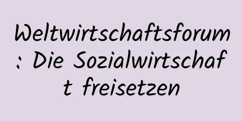 Weltwirtschaftsforum: Die Sozialwirtschaft freisetzen
