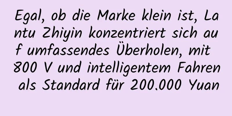 Egal, ob die Marke klein ist, Lantu Zhiyin konzentriert sich auf umfassendes Überholen, mit 800 V und intelligentem Fahren als Standard für 200.000 Yuan