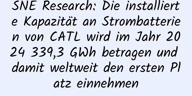 SNE Research: Die installierte Kapazität an Strombatterien von CATL wird im Jahr 2024 339,3 GWh betragen und damit weltweit den ersten Platz einnehmen
