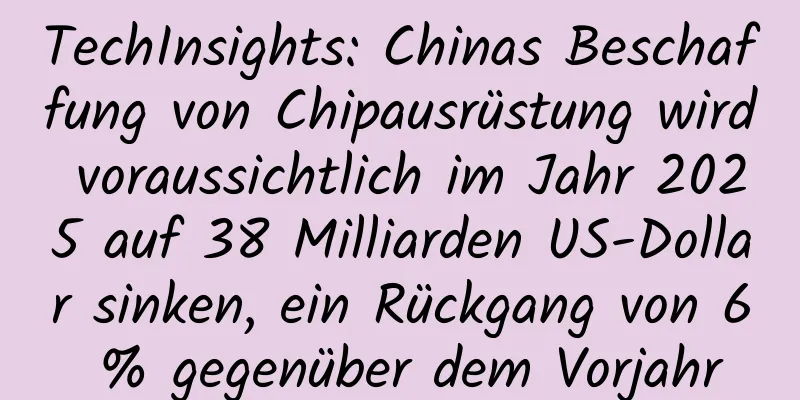 TechInsights: Chinas Beschaffung von Chipausrüstung wird voraussichtlich im Jahr 2025 auf 38 Milliarden US-Dollar sinken, ein Rückgang von 6 % gegenüber dem Vorjahr