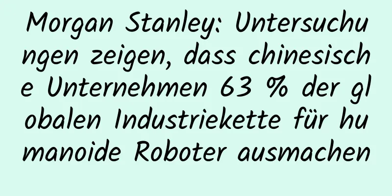 Morgan Stanley: Untersuchungen zeigen, dass chinesische Unternehmen 63 % der globalen Industriekette für humanoide Roboter ausmachen