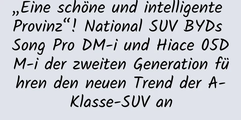 „Eine schöne und intelligente Provinz“! National SUV BYDs Song Pro DM-i und Hiace 05DM-i der zweiten Generation führen den neuen Trend der A-Klasse-SUV an
