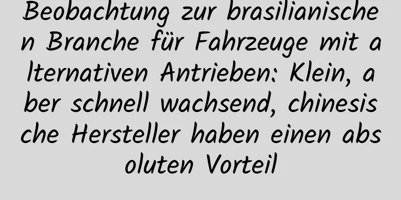 Beobachtung zur brasilianischen Branche für Fahrzeuge mit alternativen Antrieben: Klein, aber schnell wachsend, chinesische Hersteller haben einen absoluten Vorteil