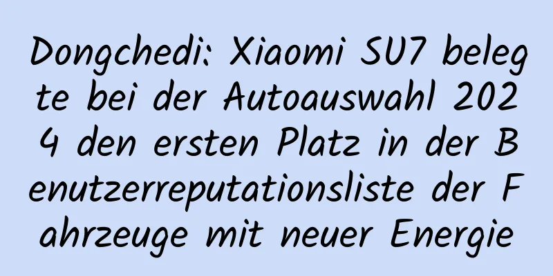 Dongchedi: Xiaomi SU7 belegte bei der Autoauswahl 2024 den ersten Platz in der Benutzerreputationsliste der Fahrzeuge mit neuer Energie