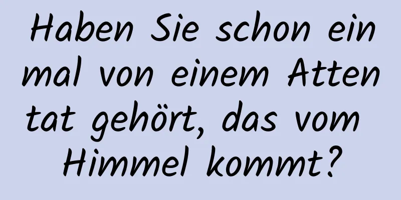 Haben Sie schon einmal von einem Attentat gehört, das vom Himmel kommt?
