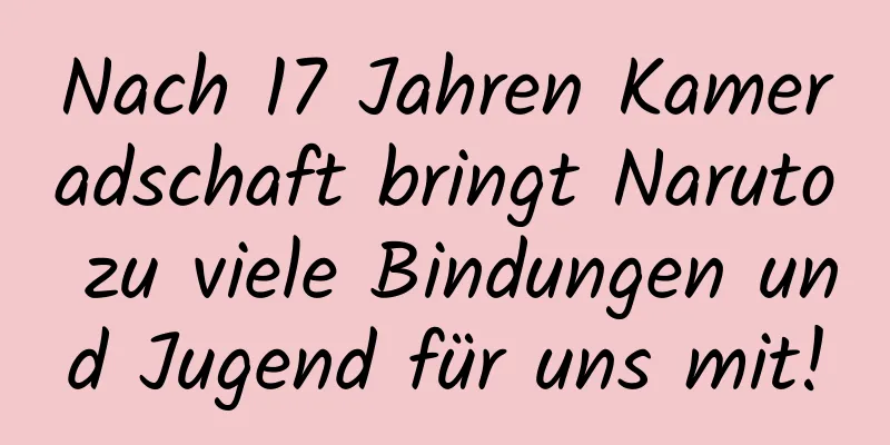 Nach 17 Jahren Kameradschaft bringt Naruto zu viele Bindungen und Jugend für uns mit!