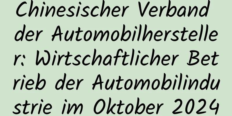 Chinesischer Verband der Automobilhersteller: Wirtschaftlicher Betrieb der Automobilindustrie im Oktober 2024