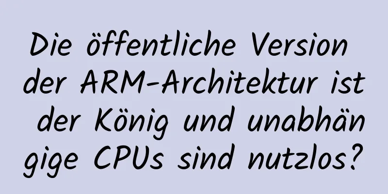 Die öffentliche Version der ARM-Architektur ist der König und unabhängige CPUs sind nutzlos?