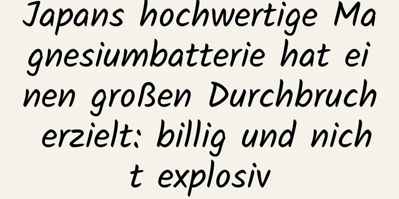 Japans hochwertige Magnesiumbatterie hat einen großen Durchbruch erzielt: billig und nicht explosiv