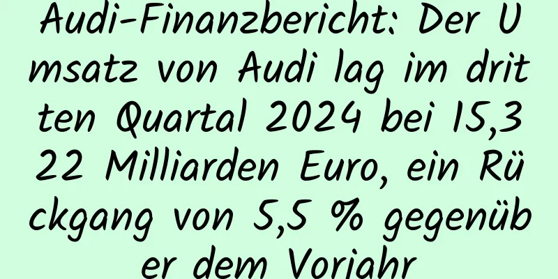 Audi-Finanzbericht: Der Umsatz von Audi lag im dritten Quartal 2024 bei 15,322 Milliarden Euro, ein Rückgang von 5,5 % gegenüber dem Vorjahr