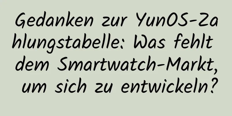 Gedanken zur YunOS-Zahlungstabelle: Was fehlt dem Smartwatch-Markt, um sich zu entwickeln?