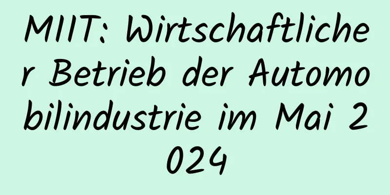 MIIT: Wirtschaftlicher Betrieb der Automobilindustrie im Mai 2024