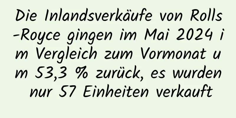 Die Inlandsverkäufe von Rolls-Royce gingen im Mai 2024 im Vergleich zum Vormonat um 53,3 % zurück, es wurden nur 57 Einheiten verkauft