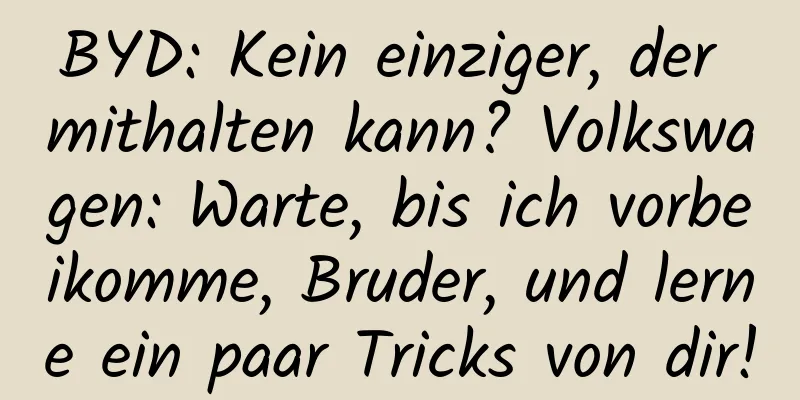 BYD: Kein einziger, der mithalten kann? Volkswagen: Warte, bis ich vorbeikomme, Bruder, und lerne ein paar Tricks von dir!