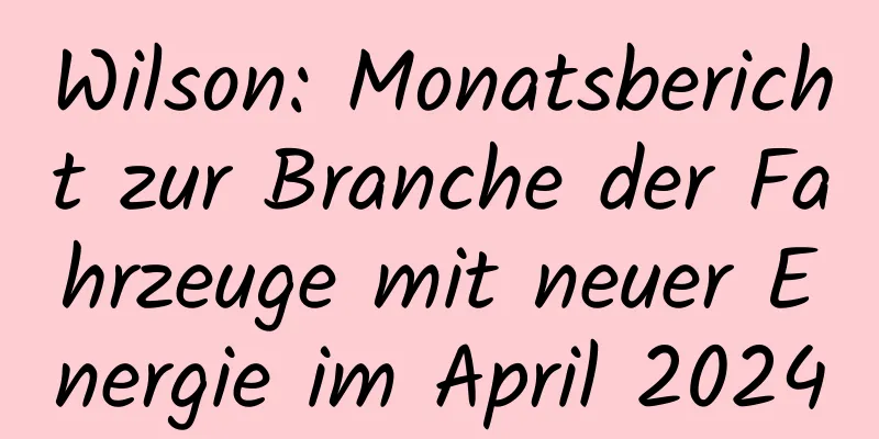 Wilson: Monatsbericht zur Branche der Fahrzeuge mit neuer Energie im April 2024