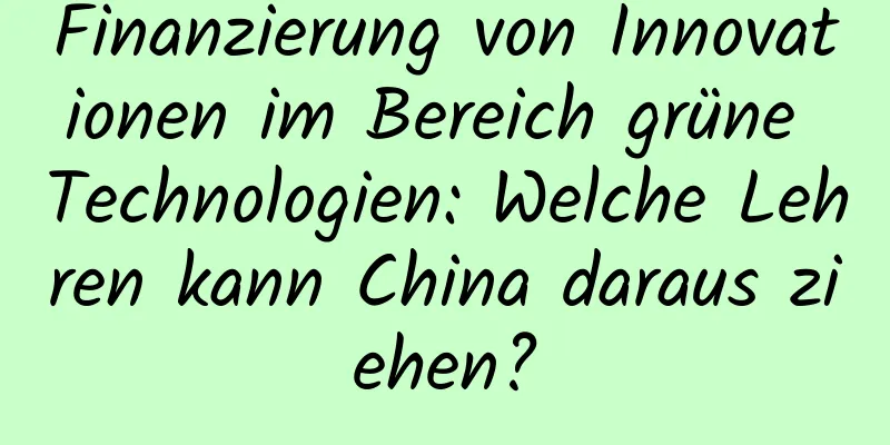 Finanzierung von Innovationen im Bereich grüne Technologien: Welche Lehren kann China daraus ziehen?