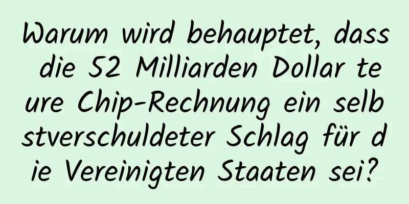 Warum wird behauptet, dass die 52 Milliarden Dollar teure Chip-Rechnung ein selbstverschuldeter Schlag für die Vereinigten Staaten sei?