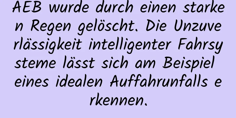 AEB wurde durch einen starken Regen gelöscht. Die Unzuverlässigkeit intelligenter Fahrsysteme lässt sich am Beispiel eines idealen Auffahrunfalls erkennen.