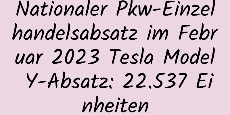 Nationaler Pkw-Einzelhandelsabsatz im Februar 2023 Tesla Model Y-Absatz: 22.537 Einheiten