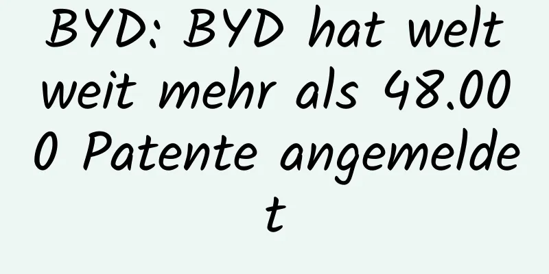 BYD: BYD hat weltweit mehr als 48.000 Patente angemeldet