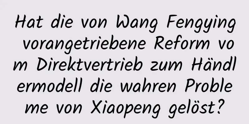 Hat die von Wang Fengying vorangetriebene Reform vom Direktvertrieb zum Händlermodell die wahren Probleme von Xiaopeng gelöst?
