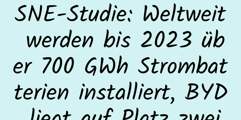 SNE-Studie: Weltweit werden bis 2023 über 700 GWh Strombatterien installiert, BYD liegt auf Platz zwei