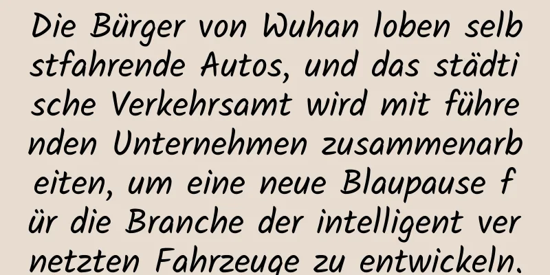 Die Bürger von Wuhan loben selbstfahrende Autos, und das städtische Verkehrsamt wird mit führenden Unternehmen zusammenarbeiten, um eine neue Blaupause für die Branche der intelligent vernetzten Fahrzeuge zu entwickeln.