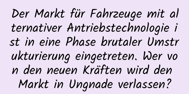 Der Markt für Fahrzeuge mit alternativer Antriebstechnologie ist in eine Phase brutaler Umstrukturierung eingetreten. Wer von den neuen Kräften wird den Markt in Ungnade verlassen?