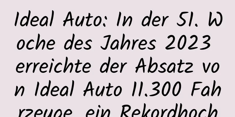 Ideal Auto: In der 51. Woche des Jahres 2023 erreichte der Absatz von Ideal Auto 11.300 Fahrzeuge, ein Rekordhoch