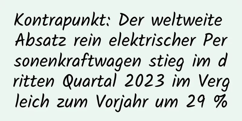 Kontrapunkt: Der weltweite Absatz rein elektrischer Personenkraftwagen stieg im dritten Quartal 2023 im Vergleich zum Vorjahr um 29 %