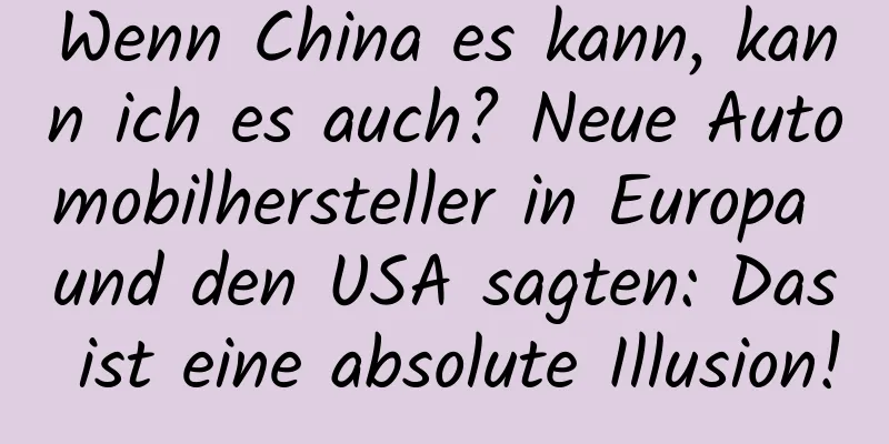 Wenn China es kann, kann ich es auch? Neue Automobilhersteller in Europa und den USA sagten: Das ist eine absolute Illusion!