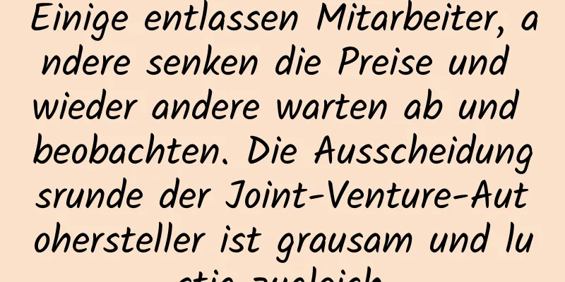 Einige entlassen Mitarbeiter, andere senken die Preise und wieder andere warten ab und beobachten. Die Ausscheidungsrunde der Joint-Venture-Autohersteller ist grausam und lustig zugleich.